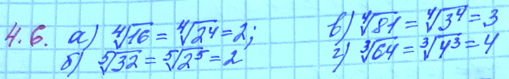 Изображение 4.6.	Вычислите:а)	корень 4 степени из 16 б) корень 5 степени из 32;в) корень 4 степени из 81г) корень 3 степени из...