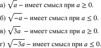 Изображение 291. При каких значениях a имеет смысл выражение:а) va; б) v(-a); в) v3a; г) v(-3a)....