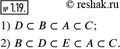 Изображение 1.19. Расположите данные множества в такой последовательности, чтобы каждое следующее множество было подмножеством предыдущего:1) A - множество восьмиклассников вашей...