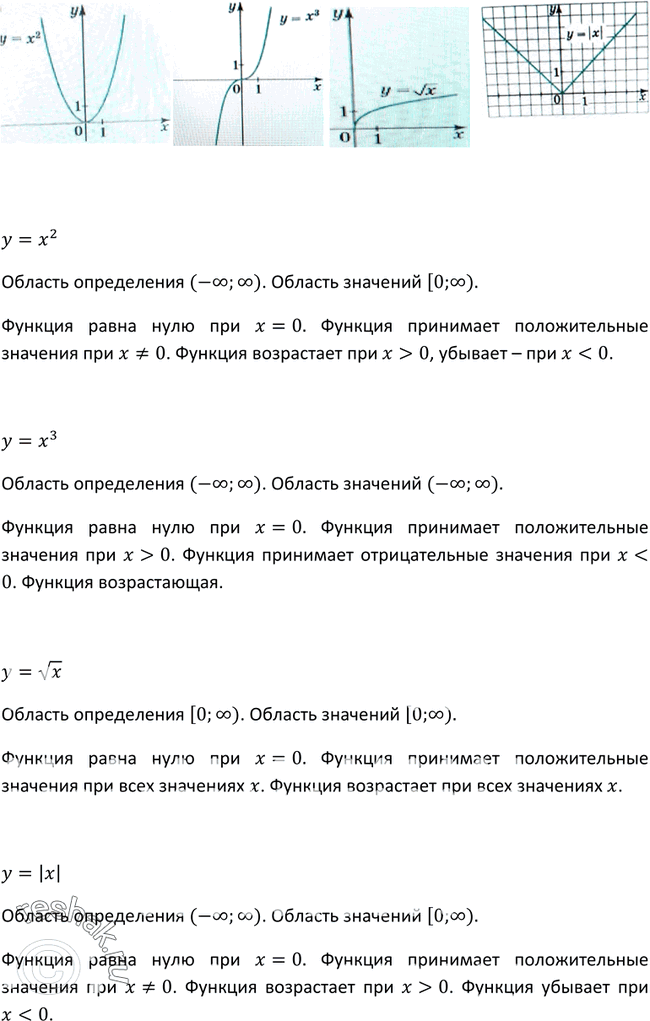 Изображение 49 Используя рисунки 4 и 5, перечислите свойства фунуций у = х2, у = х3 у = корень х и у =...