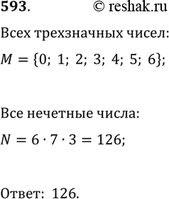 Изображение 593. Сколько трёхзначных нечётных чисел можно записать с помощью цифр 0, 1, 2, 3, 4, 5,...