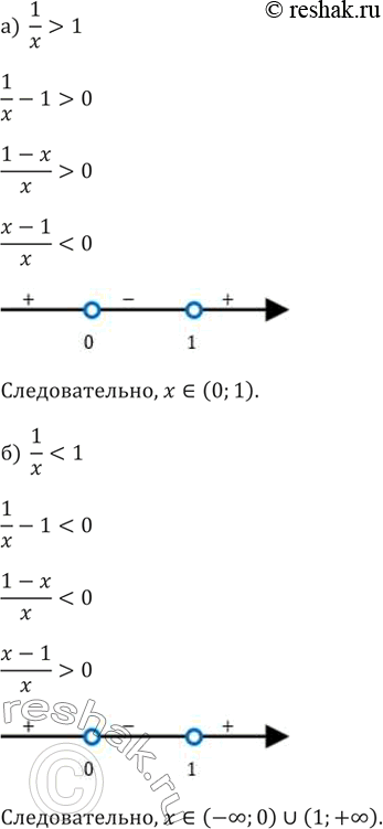 Изображение 151.а)  1/x>1 б)  1/x1 г) ...