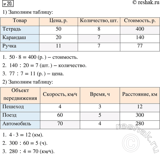 Изображение Упр.20 ГДЗ Ткачёва 5 класс