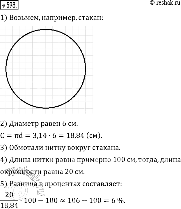 Изображение 598. Практическая работа.1) Возьмите любой цилиндрический предмет, например круглую консервную банку, поставьте ее на тетрадный лист и обведите карандашом.5)...