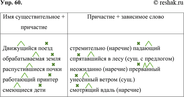 Изображение 60 Прочитайте словосочетания. Определите, в каких из них причастие является главным словом, а в каких — зависимым. Запишите сначала словосочетания «имя существительное +...